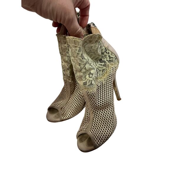 Chinese laundry Jeopardy Nude Mesh & Lace high heels shoes open toe sz 7.5 - Picture 2 of 11